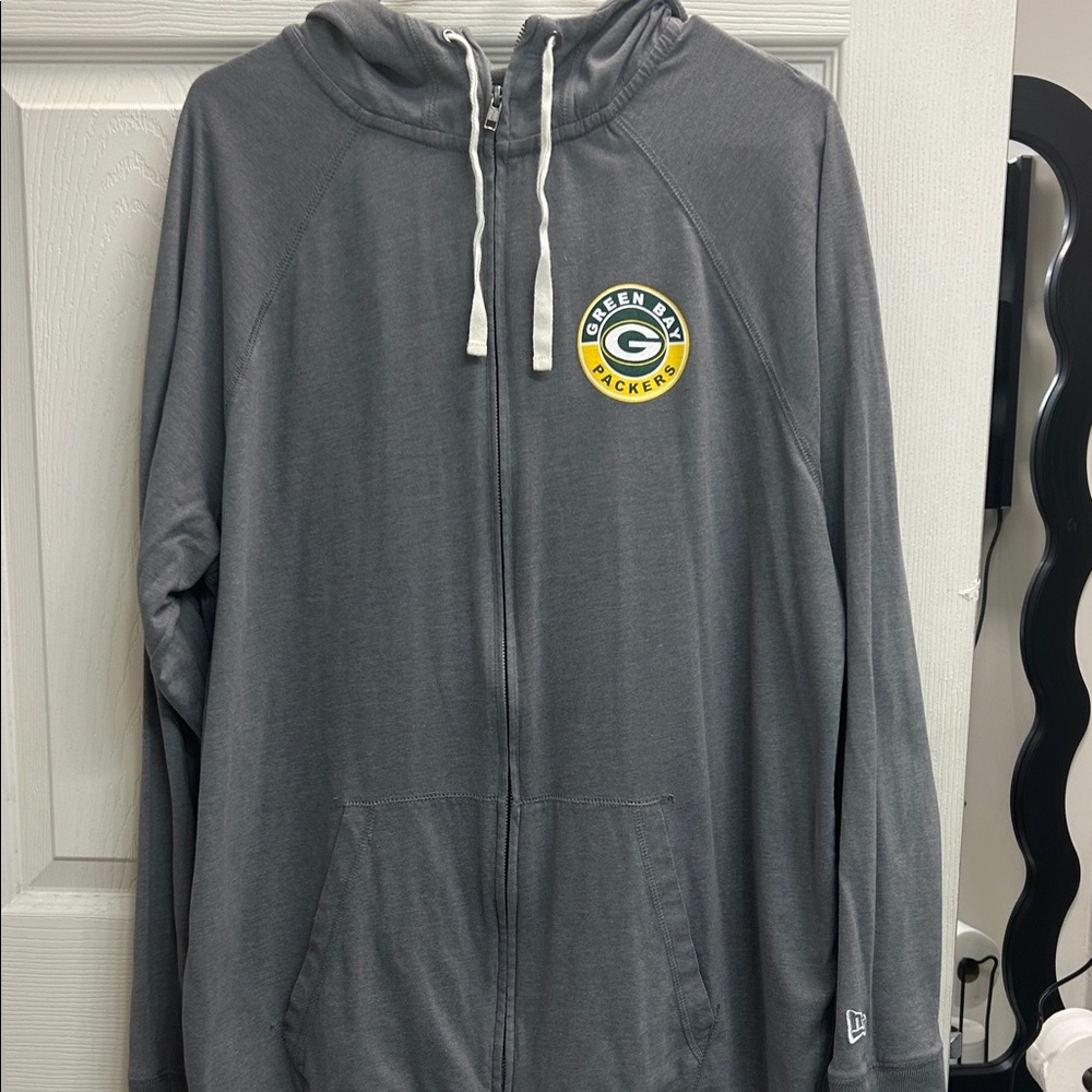 New Era Gray Packers Zip-Up Hoodie